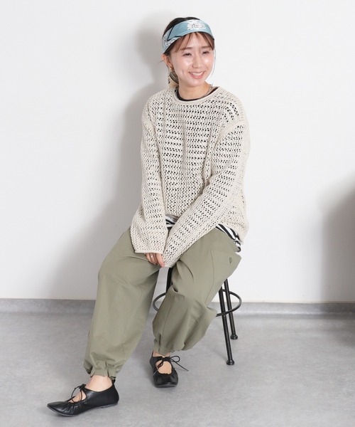 cepo(セポ)の「テープヤーンシアーメッシュニットプルオーバー(ニット/セーター・レディース・ネイビー/グレー/オフホワイト・M)」の3枚目の写真