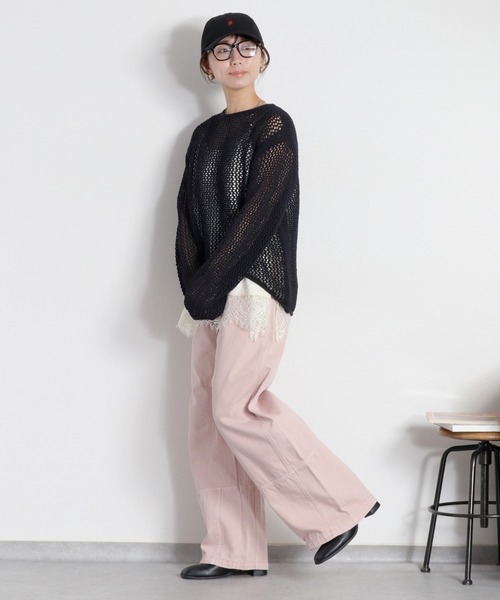 cepo(セポ)の「テープヤーンシアーメッシュニットプルオーバー(ニット/セーター・レディース・ネイビー/グレー/オフホワイト・M)」の18枚目の写真