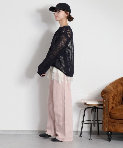 cepo(セポ)の「テープヤーンシアーメッシュニットプルオーバー(ニット/セーター・レディース・ネイビー/グレー/オフホワイト・M)」の19枚目の写真