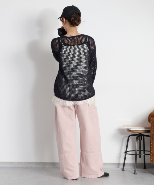 cepo(セポ)の「テープヤーンシアーメッシュニットプルオーバー(ニット/セーター・レディース・ネイビー/グレー/オフホワイト・M)」の20枚目の写真