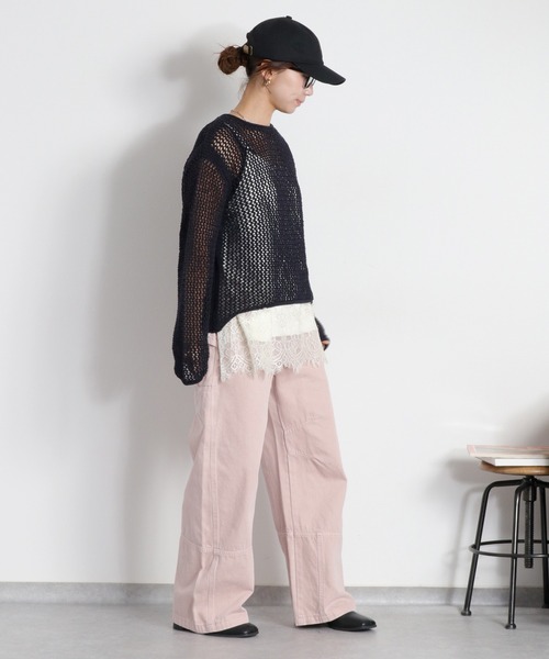 cepo(セポ)の「テープヤーンシアーメッシュニットプルオーバー(ニット/セーター・レディース・ネイビー/グレー/オフホワイト・M)」の21枚目の写真