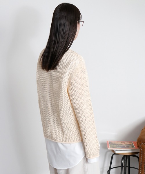 cepo(セポ)の「テープヤーンシアーメッシュニットプルオーバー(ニット/セーター・レディース・ネイビー/グレー/オフホワイト・M)」の13枚目の写真