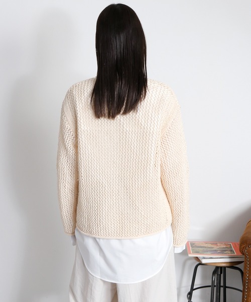 cepo(セポ)の「テープヤーンシアーメッシュニットプルオーバー(ニット/セーター・レディース・ネイビー/グレー/オフホワイト・M)」の12枚目の写真