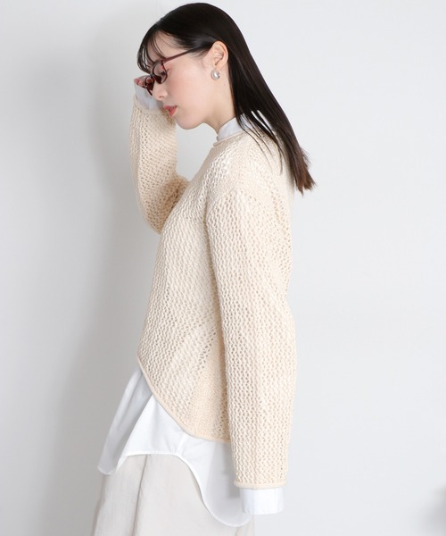 cepo(セポ)の「テープヤーンシアーメッシュニットプルオーバー(ニット/セーター・レディース・ネイビー/グレー/オフホワイト・M)」の11枚目の写真