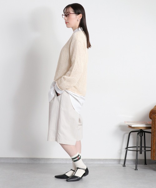 cepo(セポ)の「テープヤーンシアーメッシュニットプルオーバー(ニット/セーター・レディース・ネイビー/グレー/オフホワイト・M)」の5枚目の写真