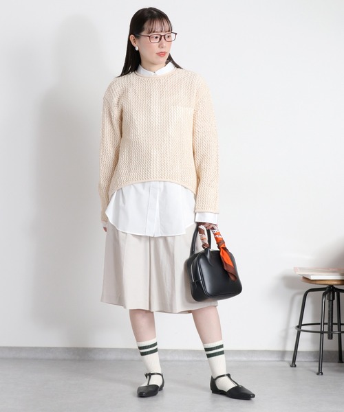 cepo(セポ)の「テープヤーンシアーメッシュニットプルオーバー(ニット/セーター・レディース・ネイビー/グレー/オフホワイト・M)」の4枚目の写真