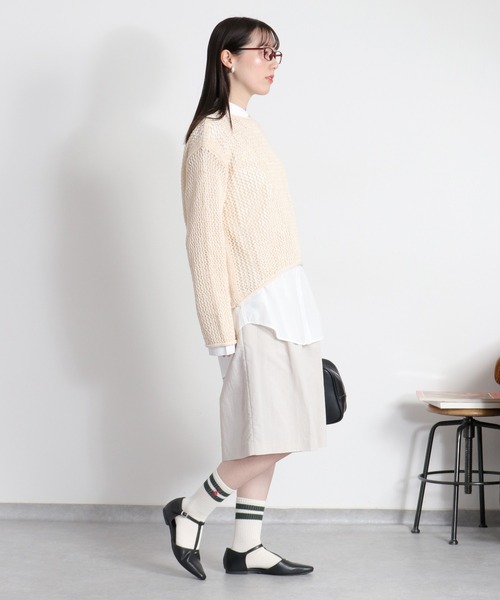 cepo(セポ)の「テープヤーンシアーメッシュニットプルオーバー(ニット/セーター・レディース・ネイビー/グレー/オフホワイト・M)」の7枚目の写真