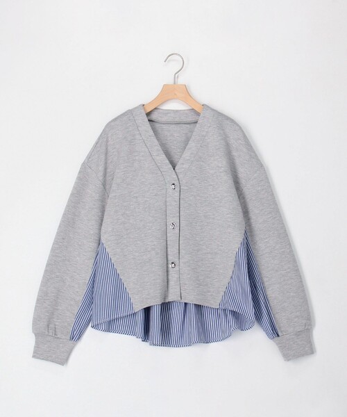 MICO COULIER（ミコクリエ）の「カット×シャツ切替Vネックカーディガン（カーディガン/ボレロ・レディース・ブラック/キナリ/グレー・38）」の3枚目の写真