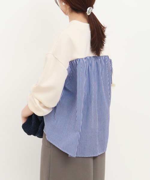 MICO COULIER（ミコクリエ）の「カット×シャツ切替Vネックカーディガン（カーディガン/ボレロ・レディース・ブラック/キナリ/グレー・38）」の8枚目の写真