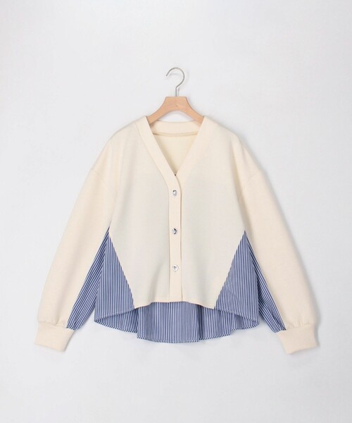 MICO COULIER（ミコクリエ）の「カット×シャツ切替Vネックカーディガン（カーディガン/ボレロ・レディース・ブラック/キナリ/グレー・38）」の9枚目の写真