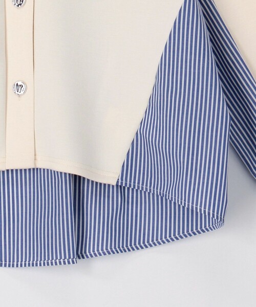 MICO COULIER（ミコクリエ）の「カット×シャツ切替Vネックカーディガン（カーディガン/ボレロ・レディース・ブラック/キナリ/グレー・38）」の13枚目の写真