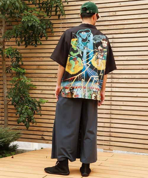 倭物やカヤ(ワモノヤカヤ)の「【鈴木ひょっとこ×倭物やカヤ】アロハシャツ(シャツ/ブラウス・メンズ・ベージュ/ネイビー/イエロー/ブラウン/ブラック・FREE)」の9枚目の写真