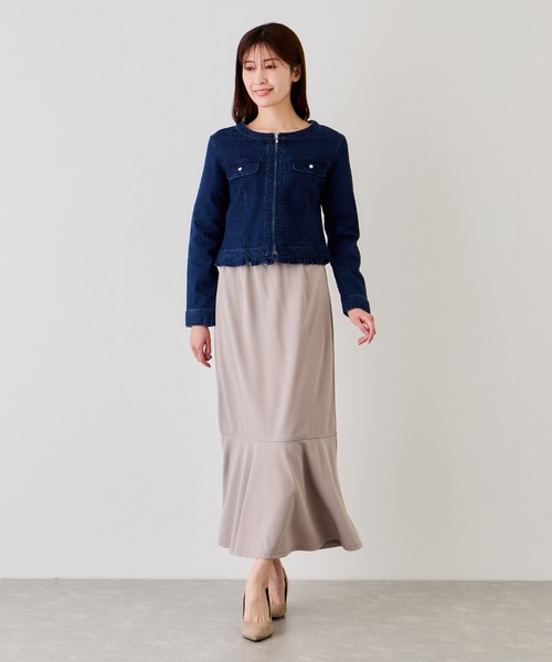 Jayro(ジャイロ)の「デニムノーカラーブルゾン(その他アウター・レディース・ブルー系その他2/サックスブルー/ネイビー・M)」の9枚目の写真