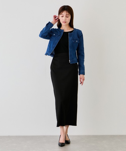 Jayro(ジャイロ)の「デニムノーカラーブルゾン(その他アウター・レディース・ブルー系その他2/サックスブルー/ネイビー・M)」の17枚目の写真