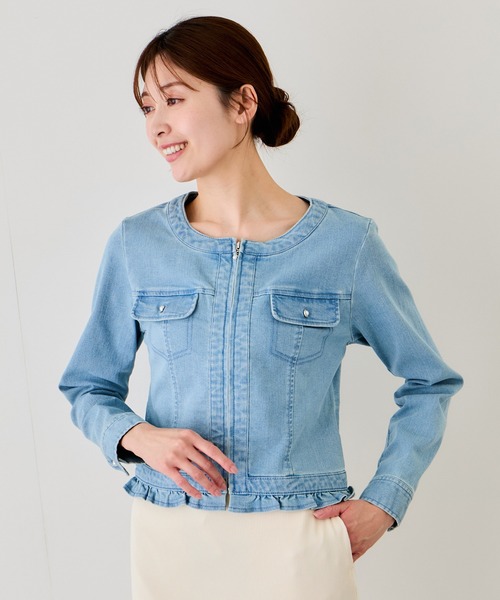 Jayro(ジャイロ)の「デニムノーカラーブルゾン(その他アウター・レディース・ブルー系その他2/サックスブルー/ネイビー・M)」の20枚目の写真