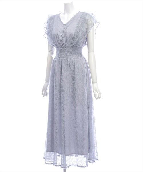 CLEAR BASIC（クリアベーシック）の「フラワーレースフレアスリーブワンピース[大人 フェミニン 上品 オケージョン]≪新作≫（ワンピース・レディース・ブラック/ブルーグレー・PF/F）」の12枚目の写真