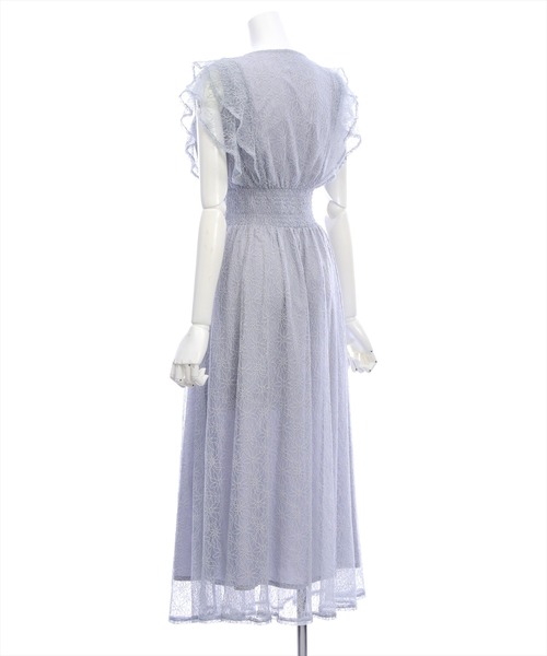 CLEAR BASIC（クリアベーシック）の「フラワーレースフレアスリーブワンピース[大人 フェミニン 上品 オケージョン]≪新作≫（ワンピース・レディース・ブラック/ブルーグレー・PF/F）」の14枚目の写真