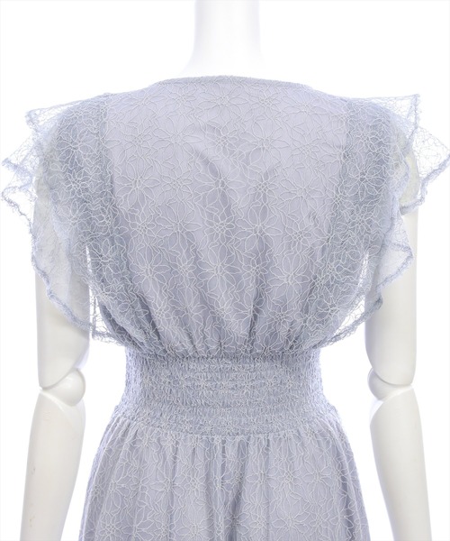 CLEAR BASIC（クリアベーシック）の「フラワーレースフレアスリーブワンピース[大人 フェミニン 上品 オケージョン]≪新作≫（ワンピース・レディース・ブラック/ブルーグレー・PF/F）」の16枚目の写真