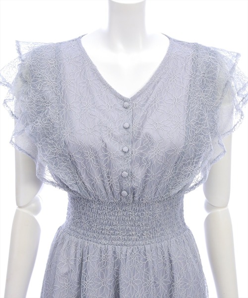 CLEAR BASIC（クリアベーシック）の「フラワーレースフレアスリーブワンピース[大人 フェミニン 上品 オケージョン]≪新作≫（ワンピース・レディース・ブラック/ブルーグレー・PF/F）」の17枚目の写真