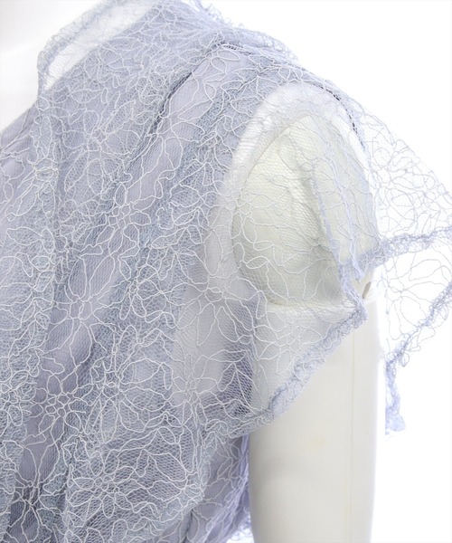 CLEAR BASIC（クリアベーシック）の「フラワーレースフレアスリーブワンピース[大人 フェミニン 上品 オケージョン]≪新作≫（ワンピース・レディース・ブラック/ブルーグレー・PF/F）」の19枚目の写真