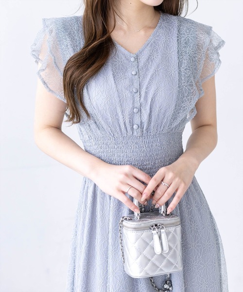 CLEAR BASIC（クリアベーシック）の「フラワーレースフレアスリーブワンピース[大人 フェミニン 上品 オケージョン]≪新作≫（ワンピース・レディース・ブラック/ブルーグレー・PF/F）」の11枚目の写真