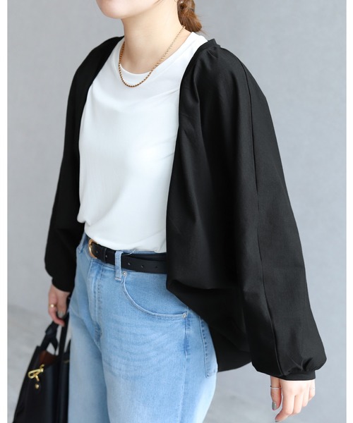 reca(レカ)の「ドルマンボレロカットカーデ(カーディガン/ボレロ・レディース・チャコールグレー/ブラック・M-L)」の1枚目の写真