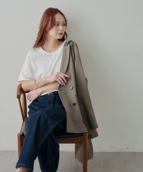 DISCOAT(ディスコート)の「【Noka / 接触冷感】Uネック半袖Tシャツ(Tシャツ/カットソー・レディース・ブラウン/オフホワイト/ブラック・FREE)」の8枚目の写真