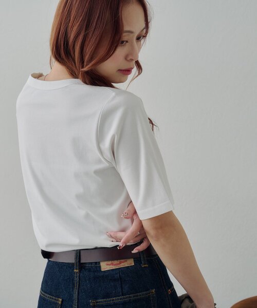 DISCOAT(ディスコート)の「【Noka / 接触冷感】Uネック半袖Tシャツ(Tシャツ/カットソー・レディース・ブラウン/オフホワイト/ブラック・FREE)」の9枚目の写真