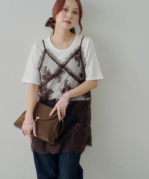 DISCOAT(ディスコート)の「【Noka / 接触冷感】Uネック半袖Tシャツ(Tシャツ/カットソー・レディース・ブラウン/オフホワイト/ブラック・FREE)」の14枚目の写真