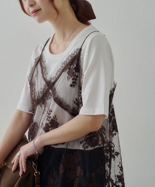 DISCOAT(ディスコート)の「【Noka / 接触冷感】Uネック半袖Tシャツ(Tシャツ/カットソー・レディース・ブラウン/オフホワイト/ブラック・FREE)」の15枚目の写真