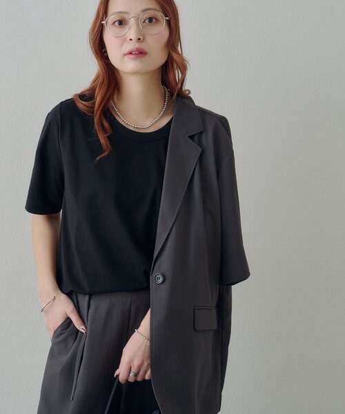 DISCOAT(ディスコート)の「【Noka / 接触冷感】Uネック半袖Tシャツ(Tシャツ/カットソー・レディース・ブラウン/オフホワイト/ブラック・FREE)」の18枚目の写真