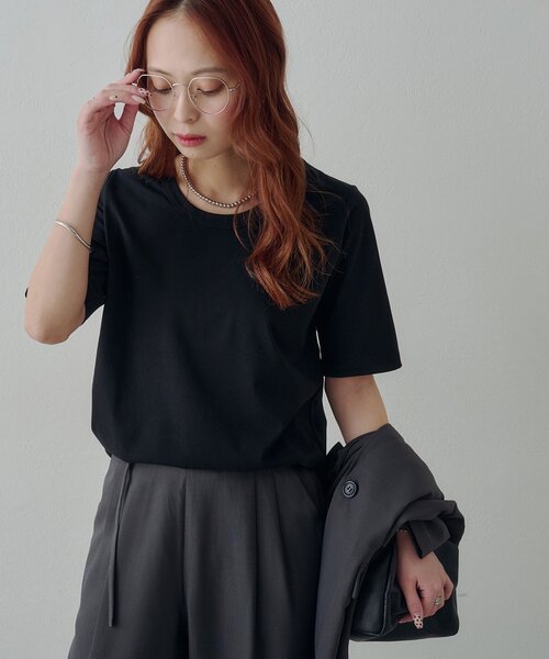DISCOAT(ディスコート)の「【Noka / 接触冷感】Uネック半袖Tシャツ(Tシャツ/カットソー・レディース・ブラウン/オフホワイト/ブラック・FREE)」の19枚目の写真