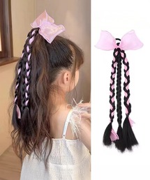 MAISON SELECT（メゾンセレクト）の「2C41-KR シアーリボン＆三つ編みエクステ付き ヘアゴム（ヘアゴム）」