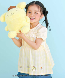 SLAP SLIP | 【シナモロール/ポムポムプリン×SLAPSLIP】パフスリーブプリントTシャツ+チェックフレアビスチェ2点セット(90~130cm)(その他トップス)