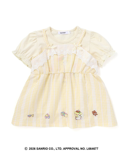 SLAP SLIP（スラップスリップ）の「【シナモロール/ポムポムプリン×SLAPSLIP】パフスリーブプリントTシャツ+チェックフレアビスチェ2点セット(90~130cm)（その他トップス・キッズ・ブルー/イエロー・100cm/120cm/110cm/130cm/90cm）」の19枚目の写真