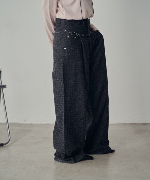 goocy（グーシー）の「【セットアップ対応】クラッシュデニム切替タックパンツ（デニムパンツ・レディース・ブラック/ブルー・MEDIUM/SMALL）」の6枚目の写真