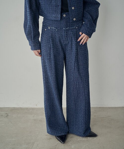 goocy（グーシー）の「【セットアップ対応】クラッシュデニム切替タックパンツ（デニムパンツ・レディース・ブラック/ブルー・MEDIUM/SMALL）」の10枚目の写真