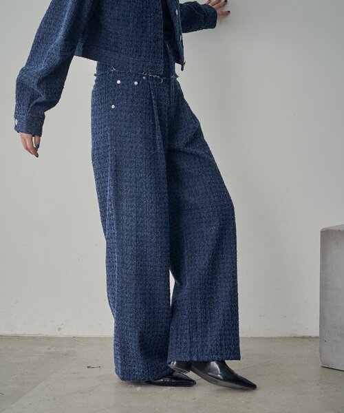 goocy（グーシー）の「【セットアップ対応】クラッシュデニム切替タックパンツ（デニムパンツ・レディース・ブラック/ブルー・MEDIUM/SMALL）」の13枚目の写真