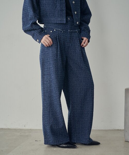 goocy（グーシー）の「【セットアップ対応】クラッシュデニム切替タックパンツ（デニムパンツ・レディース・ブラック/ブルー・MEDIUM/SMALL）」の14枚目の写真