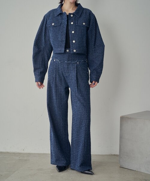 goocy（グーシー）の「【セットアップ対応】クラッシュデニム切替タックパンツ（デニムパンツ・レディース・ブラック/ブルー・MEDIUM/SMALL）」の15枚目の写真