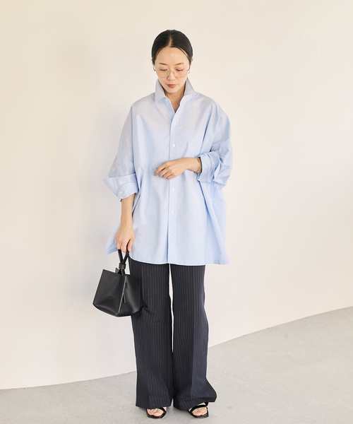 plage（プラージュ）の「《追加》OX Poncho シャツ（シャツ/ブラウス・レディース・ピンク系その他/サックスブルー・FREE）」の5枚目の写真