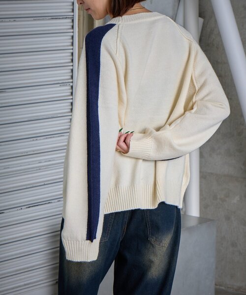 goocy（グーシー）の「カシミヤタッチ配色プルオーバー（ニット/セーター・レディース・チャコールグレー/アイボリー・FREE）」の16枚目の写真