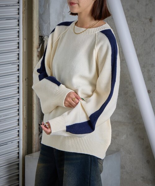 goocy（グーシー）の「カシミヤタッチ配色プルオーバー（ニット/セーター・レディース・チャコールグレー/アイボリー・FREE）」の19枚目の写真