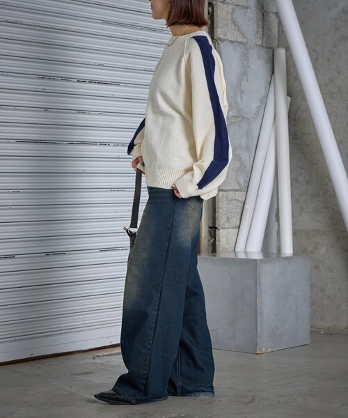 goocy（グーシー）の「カシミヤタッチ配色プルオーバー（ニット/セーター・レディース・チャコールグレー/アイボリー・FREE）」の21枚目の写真