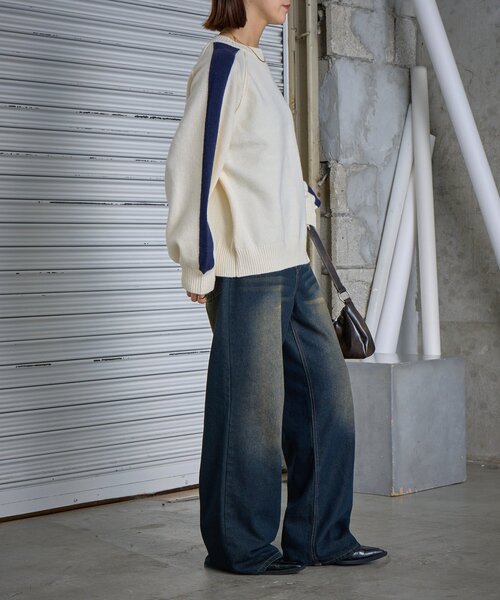 goocy（グーシー）の「カシミヤタッチ配色プルオーバー（ニット/セーター・レディース・チャコールグレー/アイボリー・FREE）」の22枚目の写真