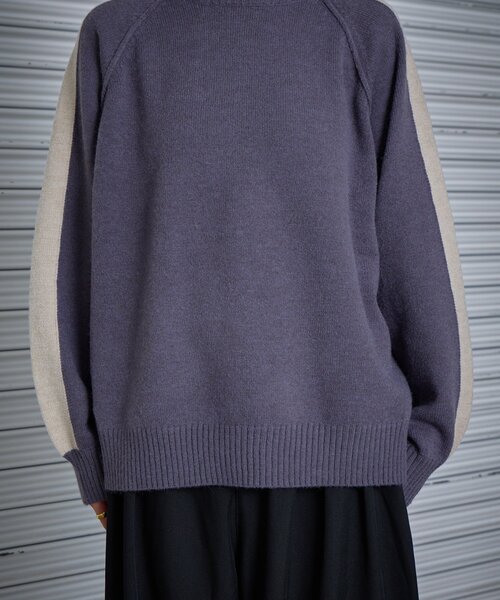 goocy（グーシー）の「カシミヤタッチ配色プルオーバー（ニット/セーター・レディース・チャコールグレー/アイボリー・FREE）」の6枚目の写真