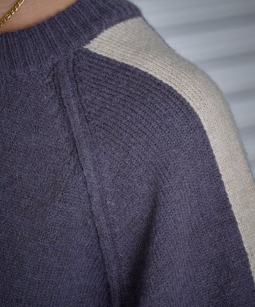 goocy（グーシー）の「カシミヤタッチ配色プルオーバー（ニット/セーター・レディース・チャコールグレー/アイボリー・FREE）」の7枚目の写真