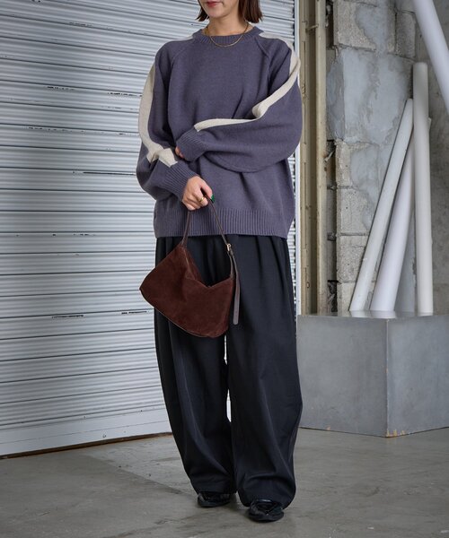 goocy（グーシー）の「カシミヤタッチ配色プルオーバー（ニット/セーター・レディース・チャコールグレー/アイボリー・FREE）」の15枚目の写真