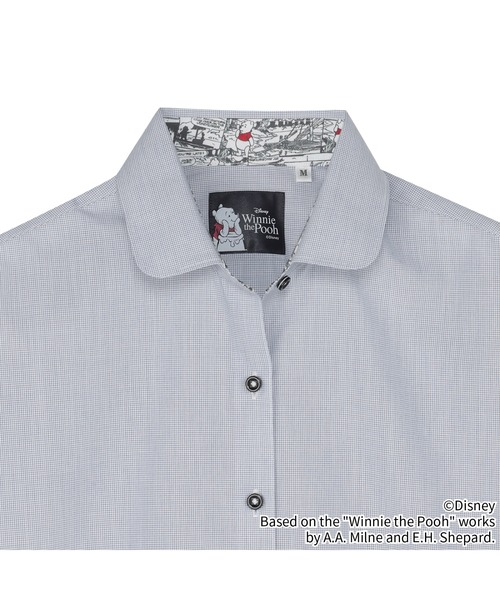 TOKYO SHIRTS（トウキョウシャツ）の「【くまのプーさん】形態安定ノンアイロン ラウンド 長袖ビジネスワイシャツ（ビジネスシャツ・レディース・ブルー・S/M/L/LL）」の3枚目の写真