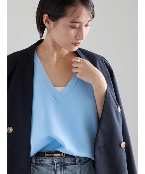 Te chichi(テチチ)の「Vネックニットベスト(ベスト・レディース・ブラック/サックスブルー/オフホワイト・F)」の3枚目の写真